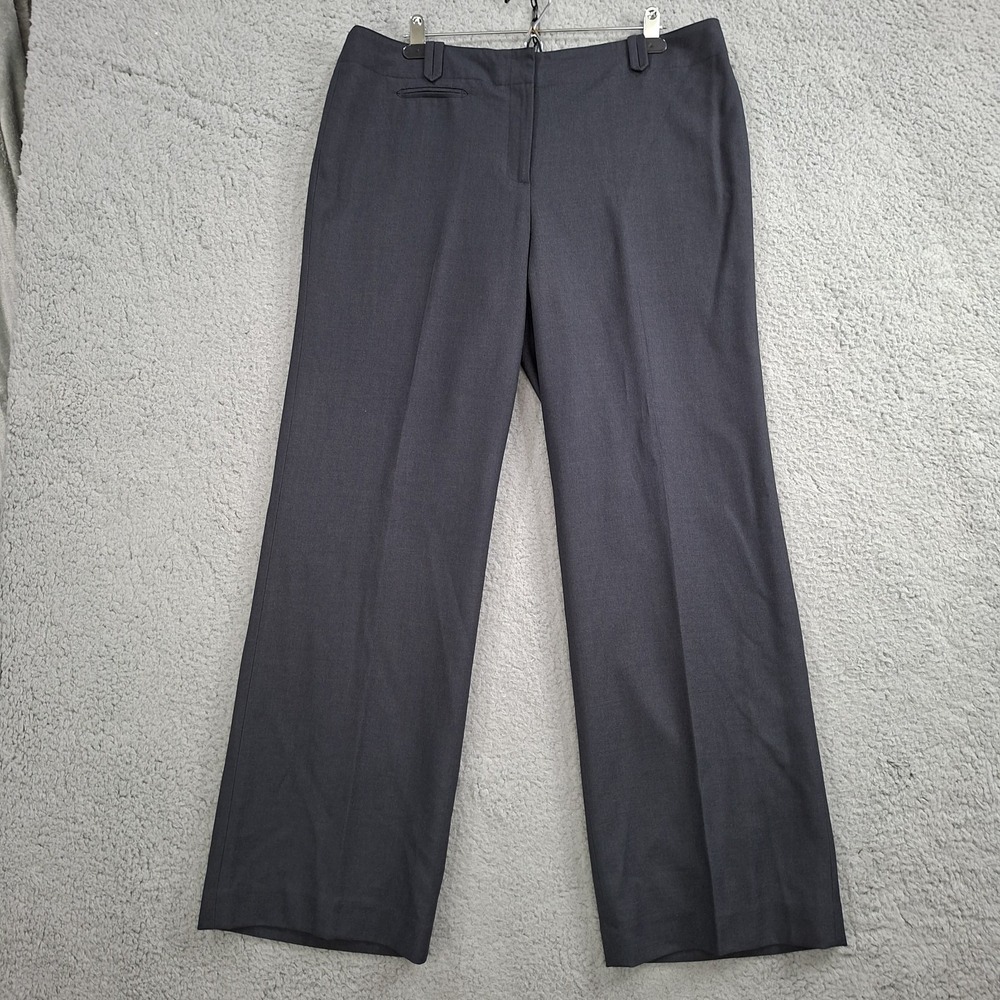 Ann Taylor Lindsay Charcoal Gray Lined Dress Pants Womens 14 Low Waist Wide Leg